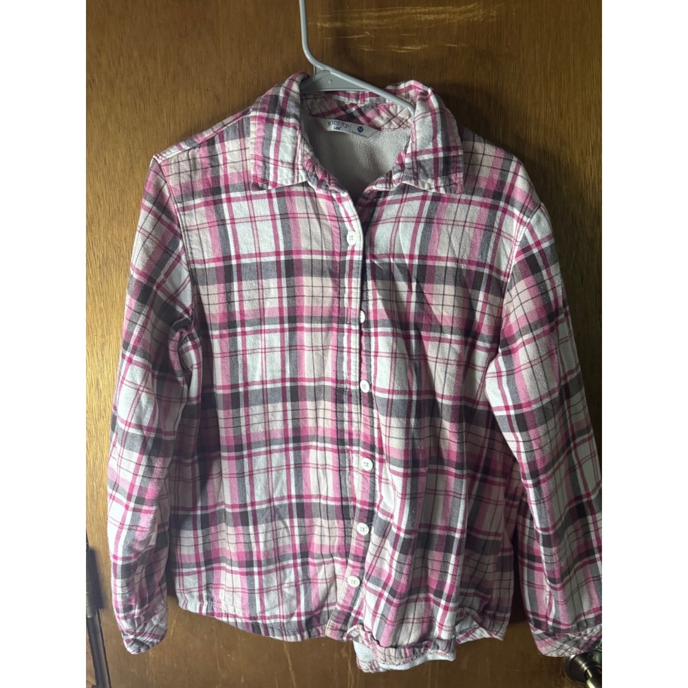 Riders by Lee Womens Pink Plaid Fleece Lined Flannel Shirt Medium SLPOWSS